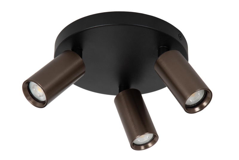 Lucide RITMO - Ceiling spotlight - Ø 18 cm - 3xGU10 (MR11) - Coffee